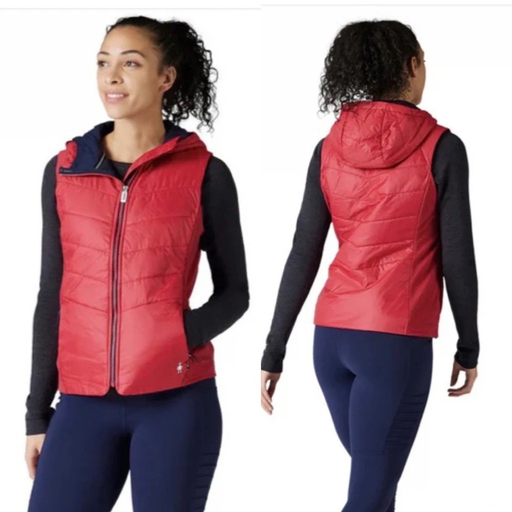 SmartWool Women Smartloft Vest Jacket Sz M Insulated Merino Wool Blend Apricot - Picture 5 of 5
